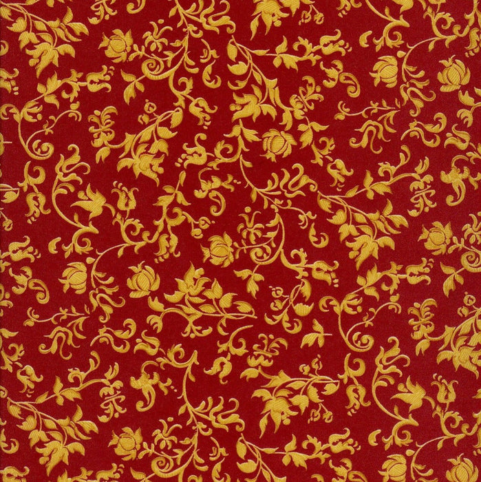 Papel de sublimación Floreado royal dorado y rojo
