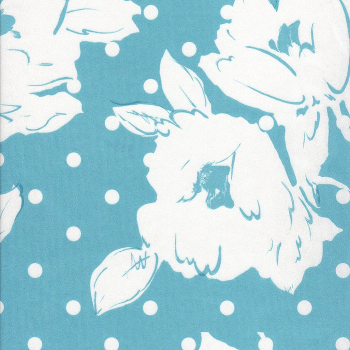 Papel de sublimación Flores y puntos fondo celeste